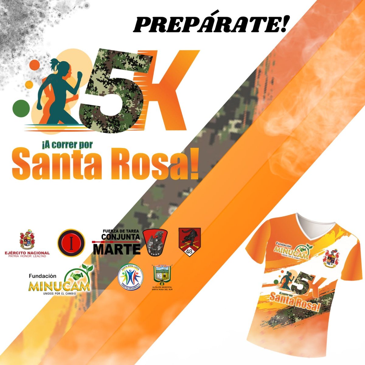 El #SurDeBolivar se prepara para la gran carrera 5k , ven y asume el reto junto con la #FuerzaDeTareaMarte , #FunadacionMinucam y la Alcaldia @SantaRosadelSur