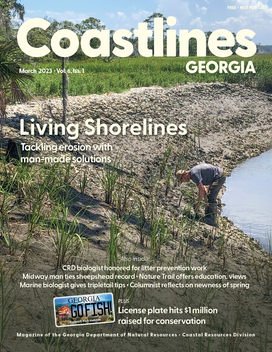 The latest edition of CRD's quarterly #magazine, "#Coastlines #Georgia," is now available for free online. Learn about #LivingShorelines, #fishing for #tripletail, and more! See the E-edition at CoastalGaDNR.org/Coastlines