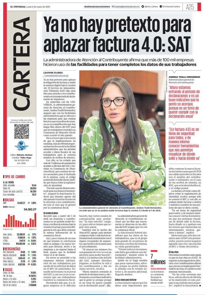 TaxpertsMx's tweet photo. Ya no hay pretexto para aplazar factura 4.0: SAT
.
#factura40 #factura #SAT #MarcaSAT https://t.co/nnY6QtzLJJ