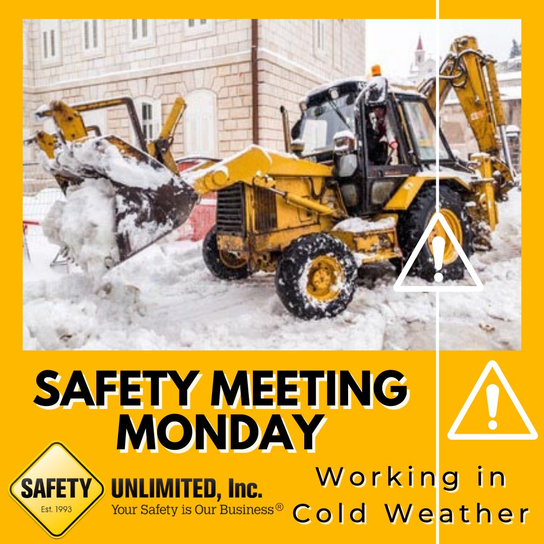 SafetyUnlimited's tweet photo. It’s Safety Meeting Monday!
This week’s topic is Working in Cold Weather. 

For information about Working in Cold Weather, check out the latest Safety Meeting topic from Safety Matters Weekly. 

https://t.co/iCzKZHJJNe

#safetyunlimited #safetytraining #safetymattersweekly https://t.co/YGUzCUd8Ql