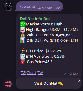 justaCATlurking's tweet photo. #DEFINET / $ETH
@DefiNetdApp 

The DefiNet team has created a Telegram bot that can display data from the dApp.  425k mc atm, and the chart is always breaking the ATH. DYOR NFA fam.

https://t.co/i0iHS7OKLt https://t.co/PJxFDaQui3
