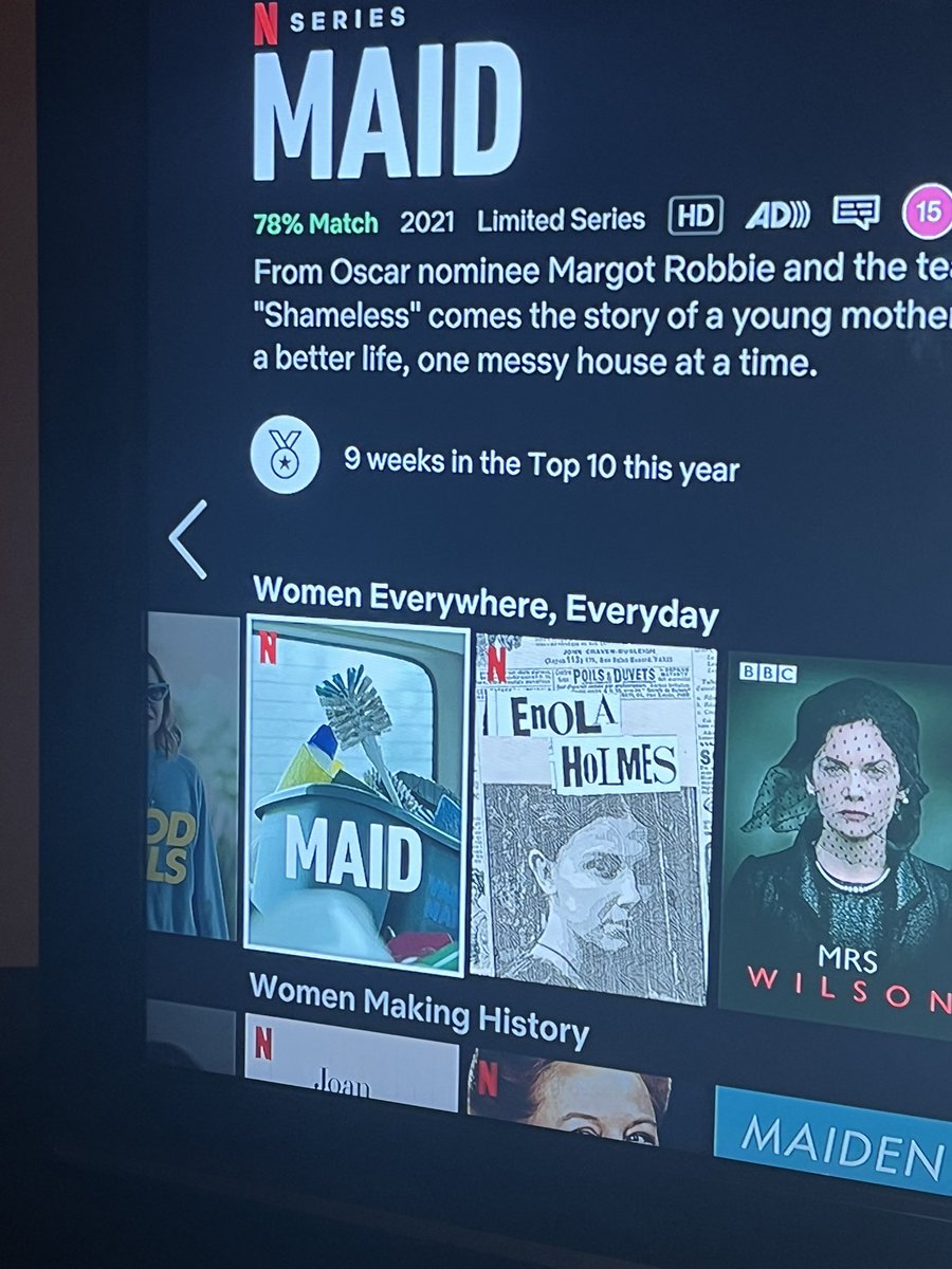 Really enjoying the International Women’s Month compilation that Netflix has helpfully put together for us. Some highlights (with focus on the category names):
