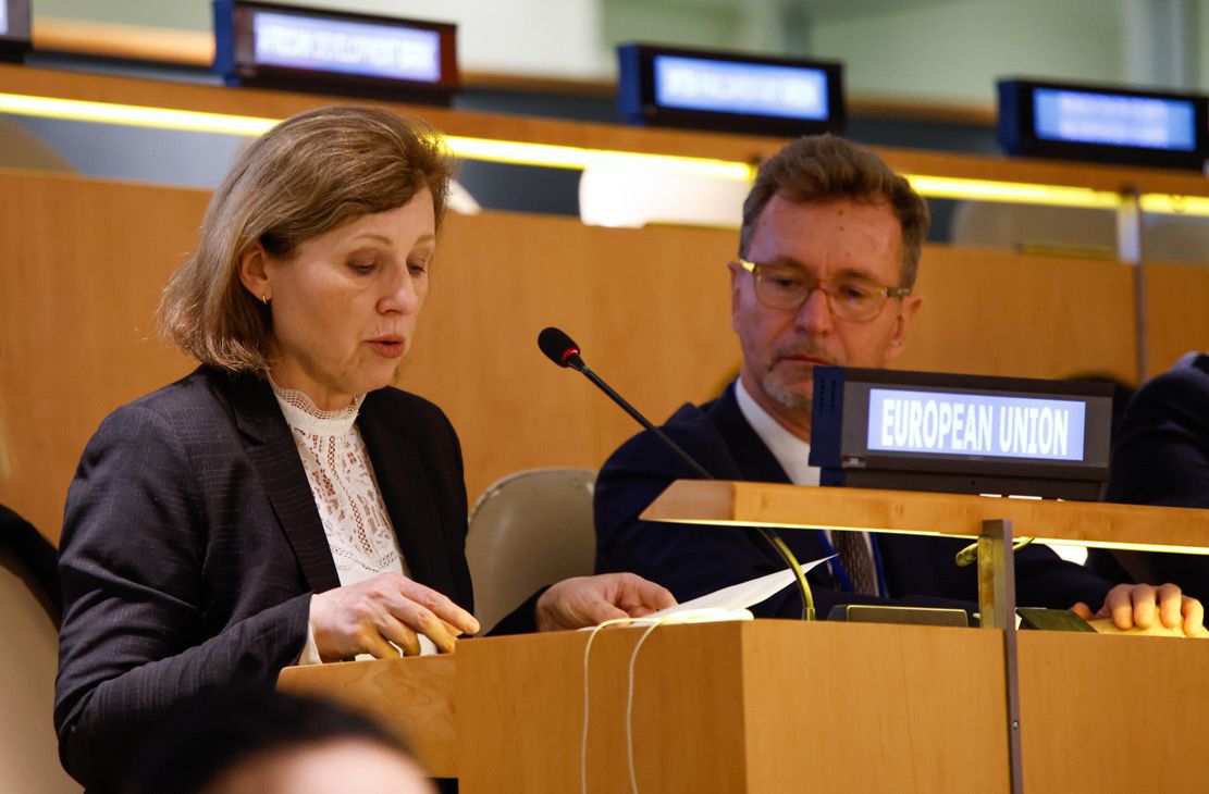 EUatUN's tweet photo. 🇪🇺Commission VP @VeraJourova delivered a #CSW67 statement on behalf of 95 Members of the Group of Friends for Elimination of Violence Against Women &amp; Girls

In the face of technological change, we must respond to #GBV online &amp; through digital technologies
https://t.co/CQVDGzBNS6 https://t.co/rzZ4NHrIc4