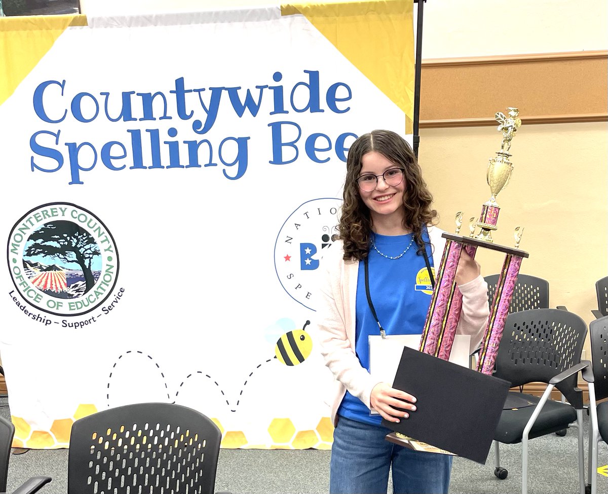 Congratulations to eighth-grade student Marina, who took third place in the <a href="/MCOE_Now/">Monterey County Office of Education</a> Spelling Bee! We couldn't "bee" any prouder! 🐝 #catalinakidscan #santacatalinatrue