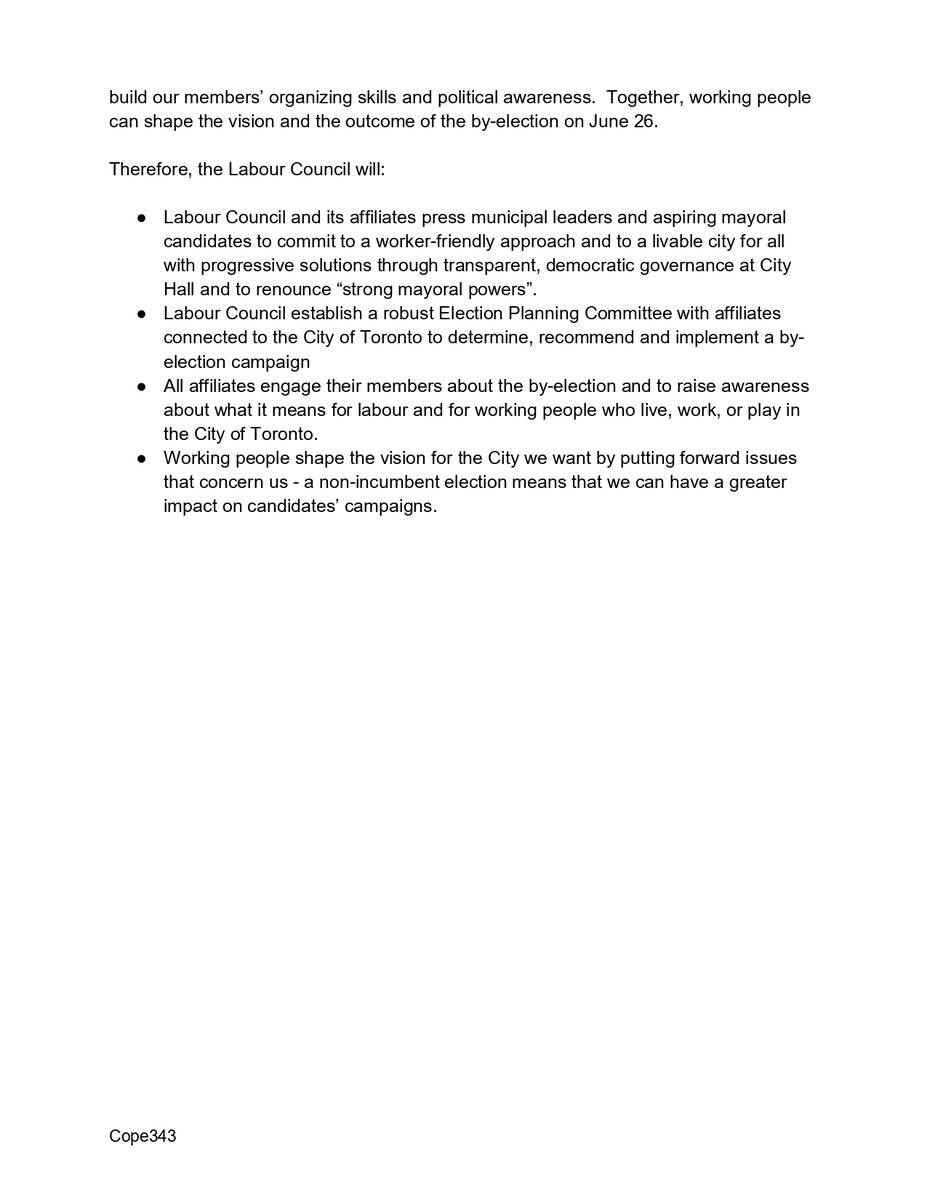 Electing a leader who values working people &amp; champions progressive solutions - that's what Toronto's June 26 mayoral by-election is all about! Check out #TYRLC's March Statement. Let's engage our communities &amp; shape the vision for a #liveablecity4all!
▶️labourcouncil.ca/this_is_our_ch…