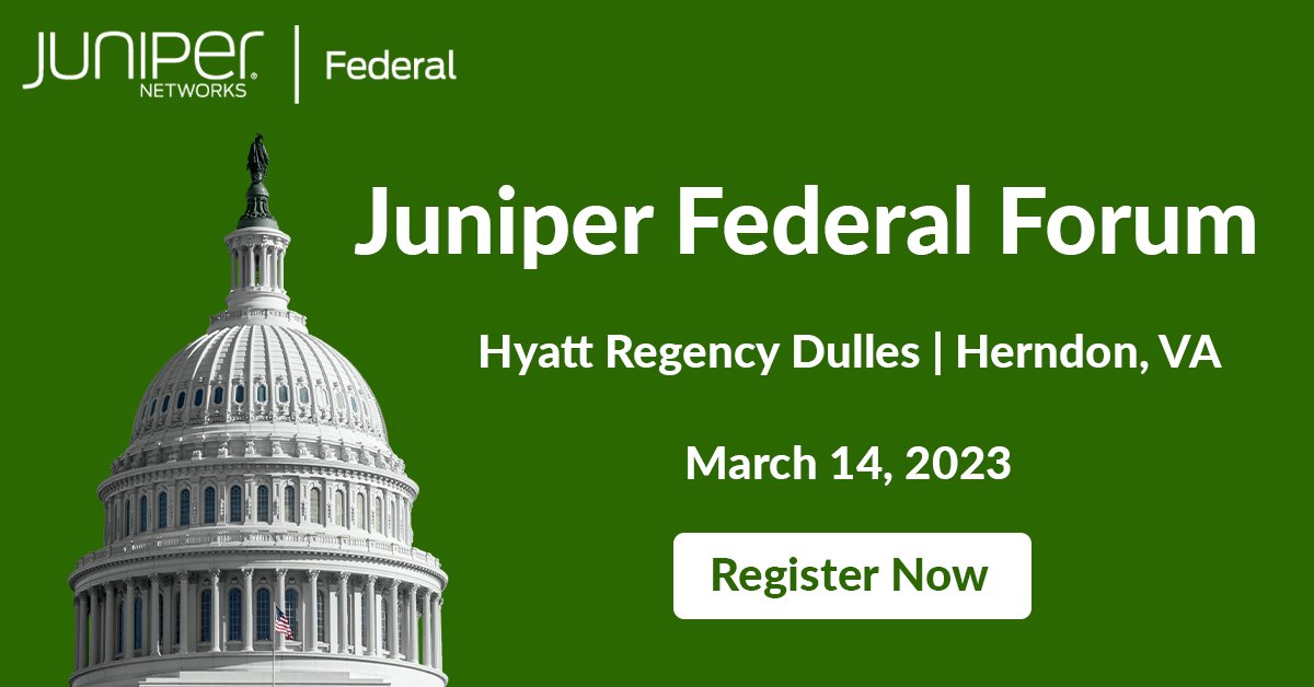 Join @JuniperNetworks at the Juniper Federal Forum on March 14! Reserve your spot to hear our leaders talk about Juniper Federal Architecture and more! Register here:  juni.pr/3YrM3fF