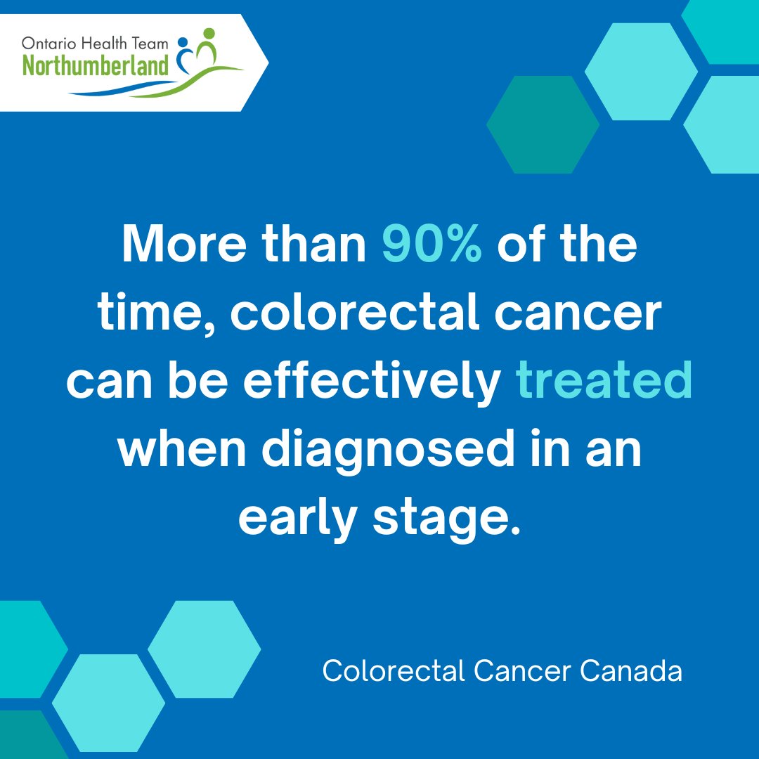 March is #ColorectalCancerAwarenessMonth. Regular screening for colorectal cancer increases the chance of finding cancer early when it is more likely to be cured. #colorectalcancer #preventativecare #screening #OHTN #OHTNorthumberland #OntarioHealth