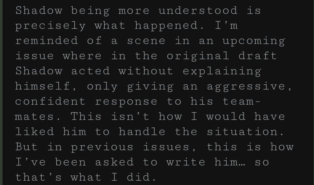 krack932's tweet image. Holy shit. Hoooly shit

"We’ve gotten some clearer guidelines"
"Shadow being more understood is what happened." 
"SEGA requested to have him explain his reasoning when it makes sense to do so and to showcase his intelligence" 
spiritsonic.tumblr.com/post/711022657…
spiritsonic.tumblr.com/post/711072468…