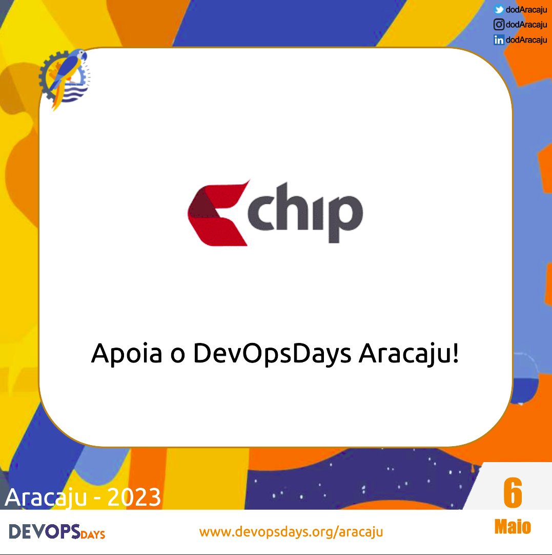 Felizes em ter a <a href="/ChipCia/">Chip</a> parceira do #dodaju . Empresa 100% Sergipana, a CHIP atua como Integradora de Soluções em Infraestrutura de Tecnologia da Informação, com foco no datacenter, envolvendo Consultoria, Projetos, Implementação e Suporte.
#chipnododaju #devopsdays #devops