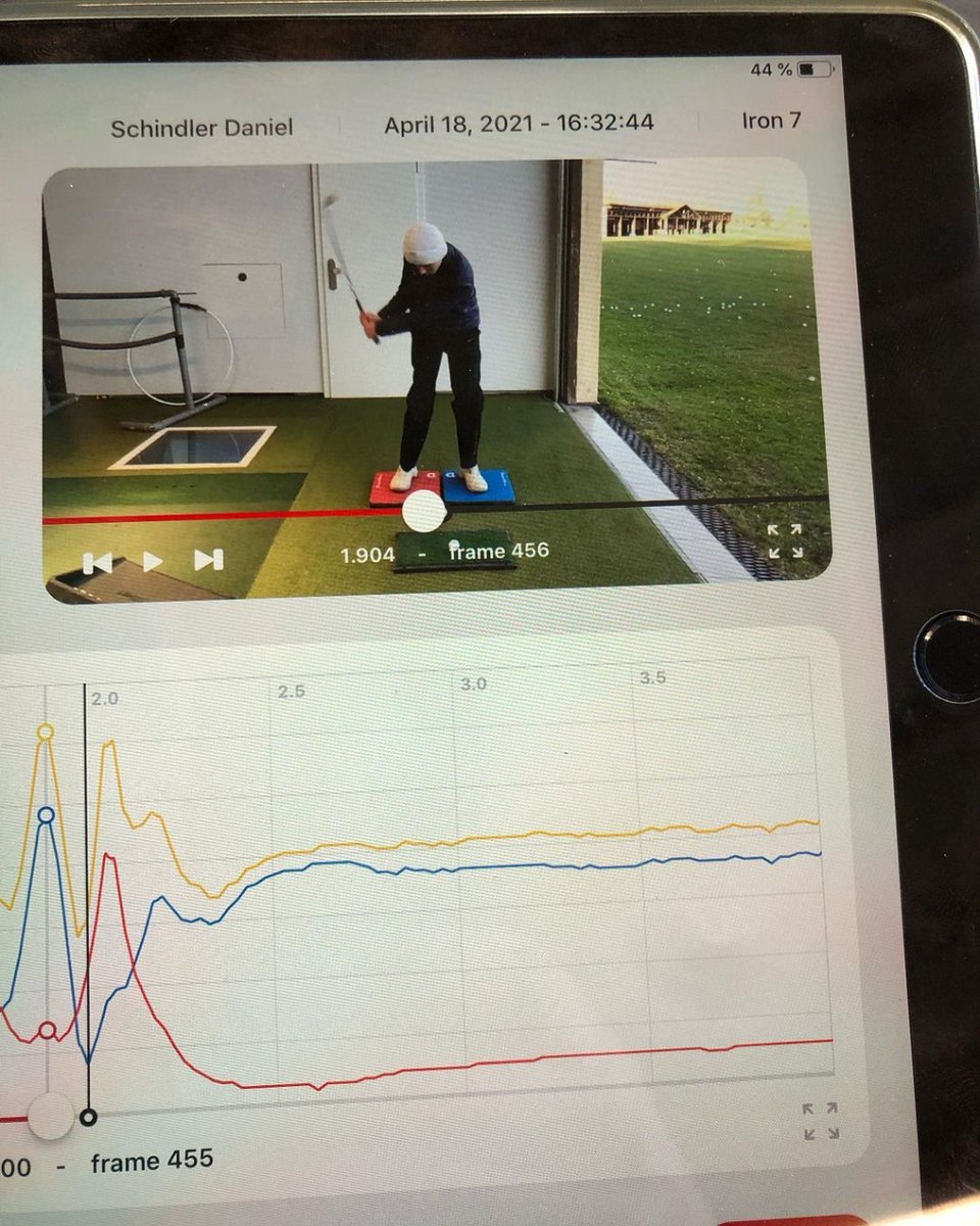📸 @m_thurnerpga
Force Plates 😊😊 GRF Training 🏌️♂️🏌️♂️high peak of force pretty good here

#smart2move #groundreactionforce #forceplates #golftraining