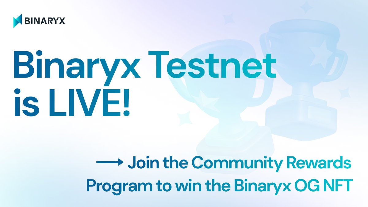 Binaryx is LIVE on Testnet!🔥 Today, we are launching the Community Rewards Program – a Web3 quest for our devoted early adopters. Get Binaryx OG NFT, priority access to the first villa sale on mainnet, $BNRX token airdrop, and more! Start your journey👇 bit.ly/3kRklel