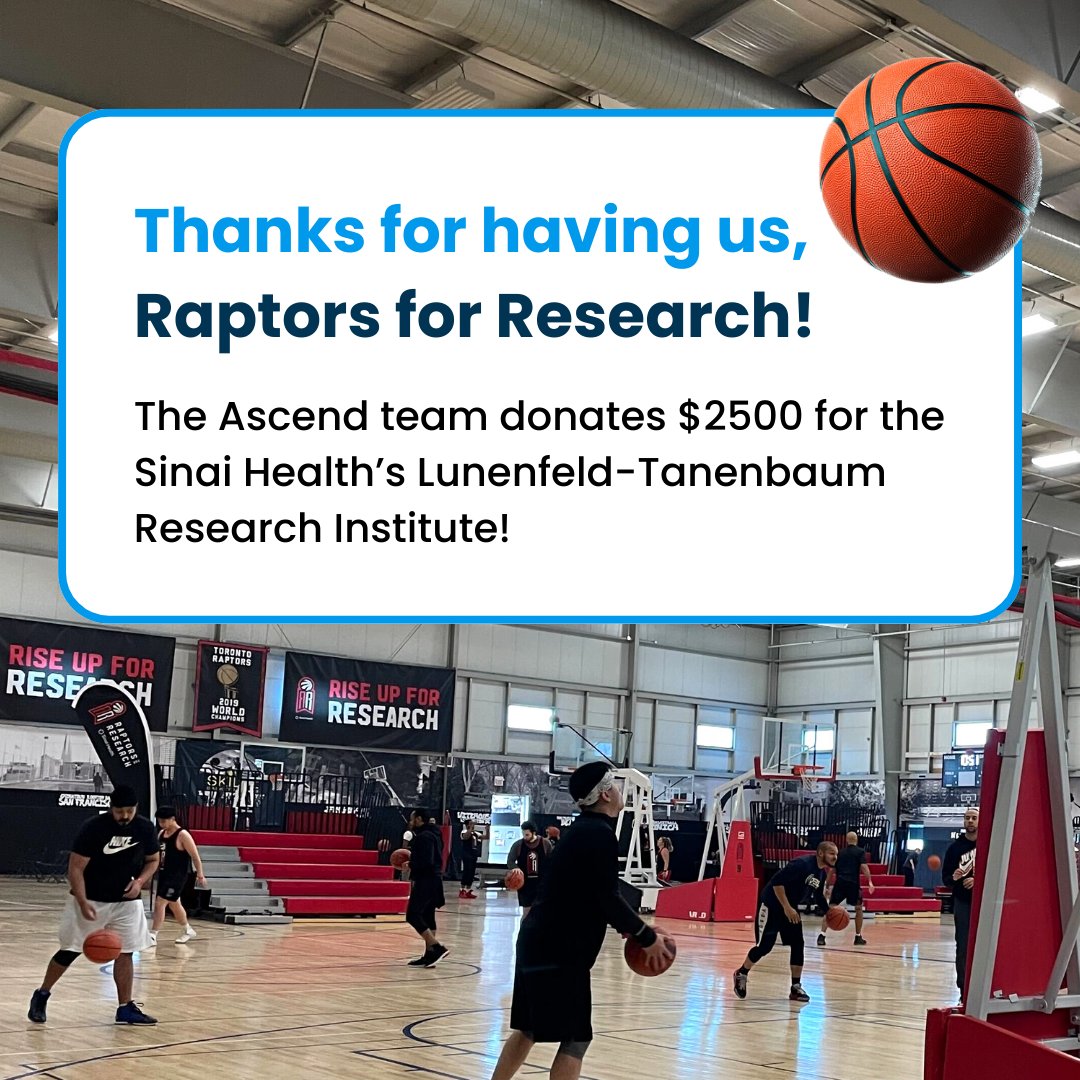 Ascend Fundraising Solutions (@solutionsascend) on Twitter photo A huge THANK YOU to <a href="/Raptors/">Toronto Raptors</a> for Research for the wonderful weekend! 🏀
The Ascend Team participated in a 3x3 basketball tournament and donated $2500 to help support <a href="/SinaiHealth/">Sinai Health</a> 's Lunenfeld-Tanenbaum Research Institute. A huge THANK YOU to <a href="/Raptors/">Toronto Raptors</a> for Research for the wonderful weekend! 🏀
The Ascend Team participated in a 3x3 basketball tournament and donated $2500 to help support <a href="/SinaiHealth/">Sinai Health</a> 's Lunenfeld-Tanenbaum Research Institute.