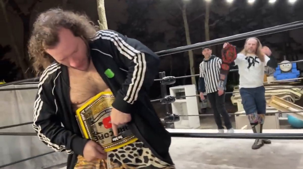 THEFIEND112's tweet photo. @tarzan_duran vs @StepdadsWrestle  vs @TannyrWilson for IC and Hardcore Championship https://t.co/aeKs4szg3l