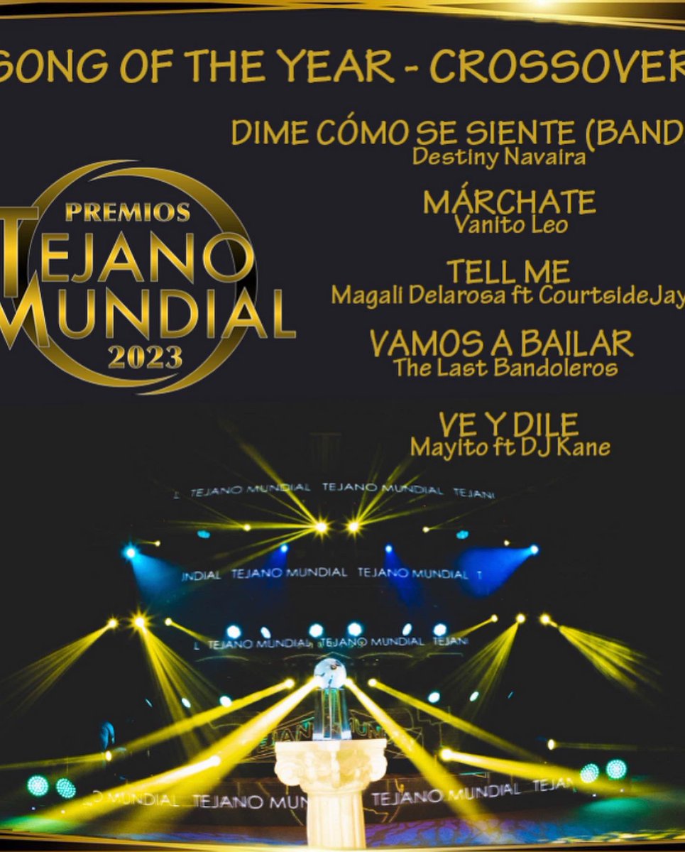 The Last Bandoleros (@lastbandoleros) on Twitter photo We are honored to win the <a href="/TejanoMundial/">Tejano Mundial</a> Song of the Year Crossover for “Vamos A Bailar”
Thanks for voting and the love. 🖤 We are honored to win the <a href="/TejanoMundial/">Tejano Mundial</a> Song of the Year Crossover for “Vamos A Bailar”
Thanks for voting and the love. 🖤