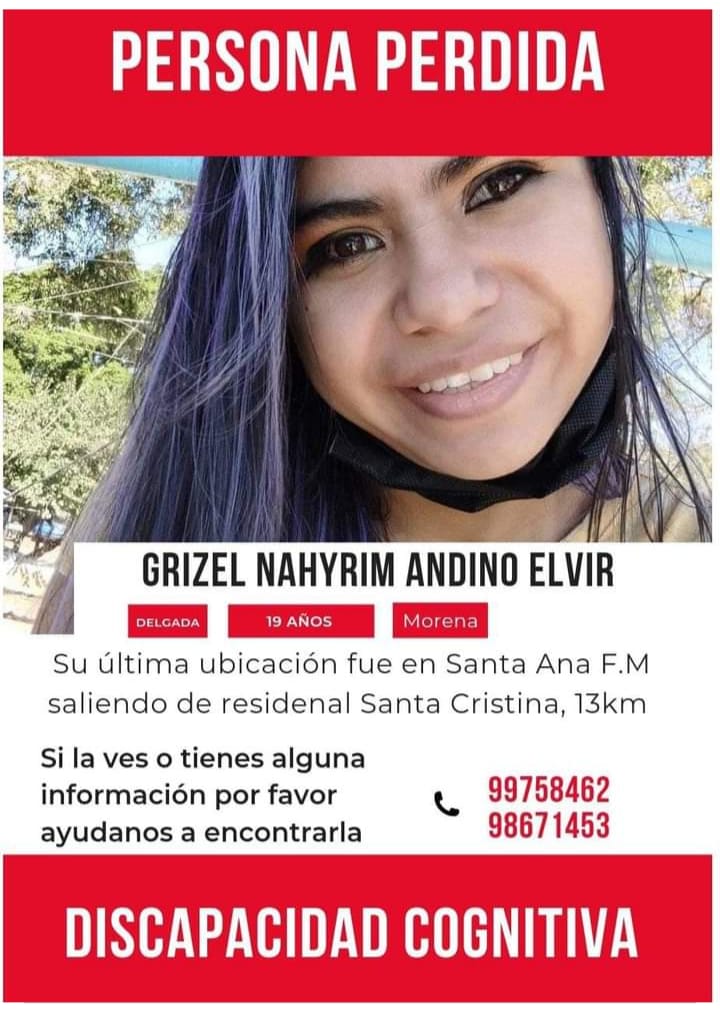 aztecahonduras's tweet photo. #HechosDigital 📰 | Familiares de la joven Grizel Nahyrim Andino Elvir solicitan información de su paradero. Fue vista por última vez en Santa Ana, Francisco Morazán saliendo de residencial Santa Cristina, km 13.

📲 Si tiene alguna información llamar a los números en la imagen. https://t.co/1a34ghEDUX