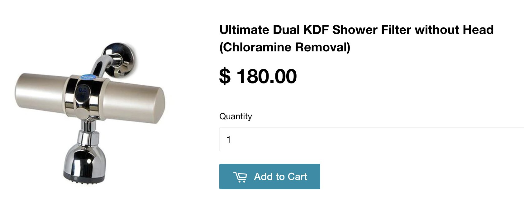 Ultimate Dual KDF Shower Filter without Head (Chloramine Removal)