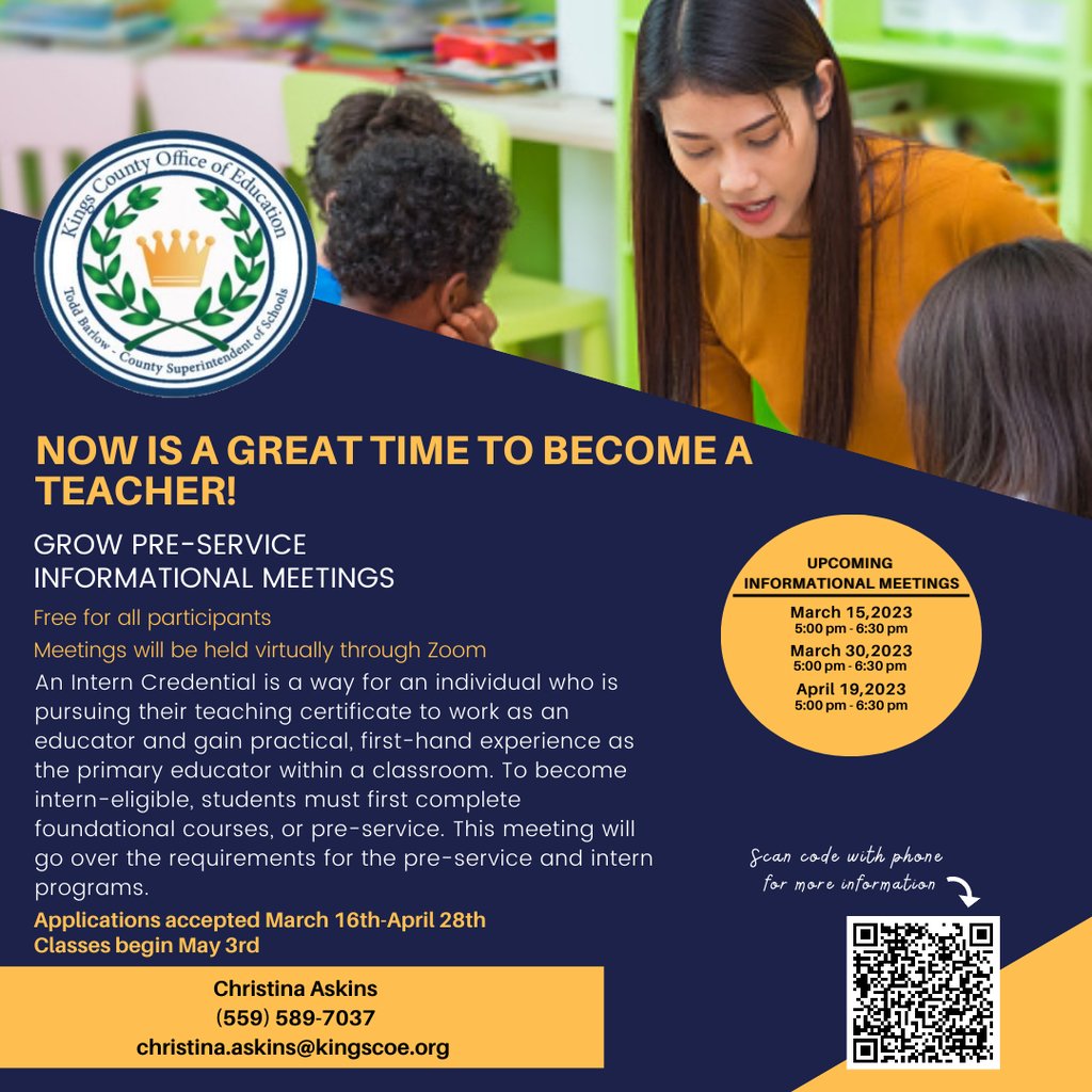 Are you interested in becoming a teacher and want an alternative pathway to earning your Multiple Subject or Special Education teaching credential? Please join us tomorrow evening for an informational meeting on how to get started on your journey to teaching!