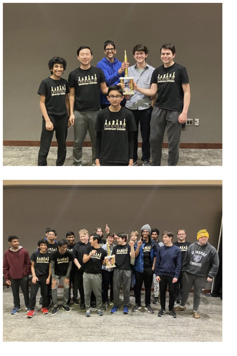 evartsactivity's tweet photo. The EV Chess Team won the state championship by a slim half point margin, edging both Wayzata and Bloomington Jefferson in an exciting finish.  EV had great performances from Ben Vanorny, Isaac Traynor, and Nirav Singhal to seal the championship. Congrats to all! @EVHSAthletics https://t.co/FpaxN8pMcT