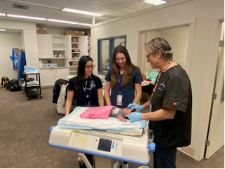 Northern Ontario School of Medicine (NOSMU) 3rd year Medical Students Jacqueline and Ashley experience Simulated teaching with Dr Sean Moore at the Kenora Lake of the Woods District Hospital.