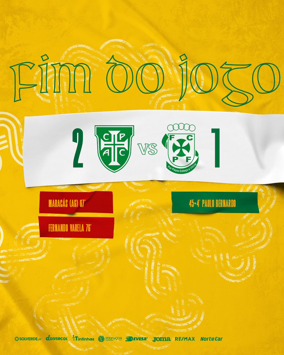 fcpf's tweet photo. #LigaPortugalBwin | #CPACFCPF | 2-1 | 📣 90+6' Termina a partida. Obrigado a todos os Pacenses pelo apoio. https://t.co/hGWkqTGcSu