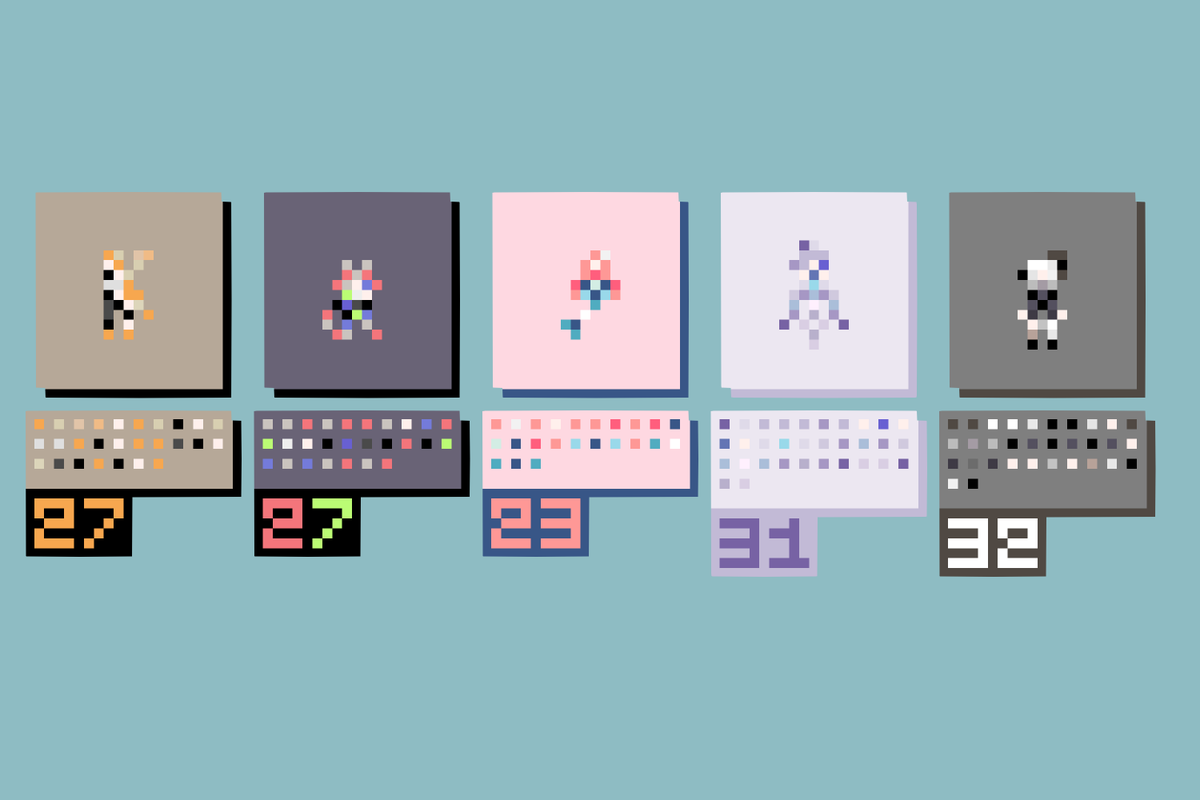 G_rafs303's tweet photo. Some @realcorp #Vtubers, but the amount of pixels used for each #pixelart is the exact number of characters in their Twitter names.
Iolite Leviathan (32) #doodlite
Shelly (23) #ShellfyTime
Ezra (27) #artdromyda
Zekki (27) #DoggiDoodle
Kora Kurage (31) #Kordraw
#art #anime https://t.co/dMqTskHlYB