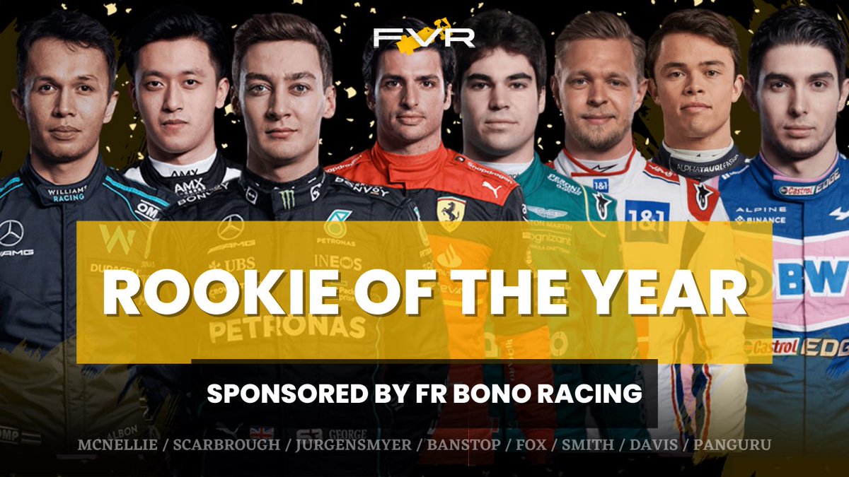 With a record breaking total of 8 rookies this season in Formula Virtual Racing we will be running the ‘Rookie of the Year’ championship alongside the main Formula Virtual Racing WDC 

Rookie or the Year is sponsored by @FRBonoRacing #FVRacing #F1