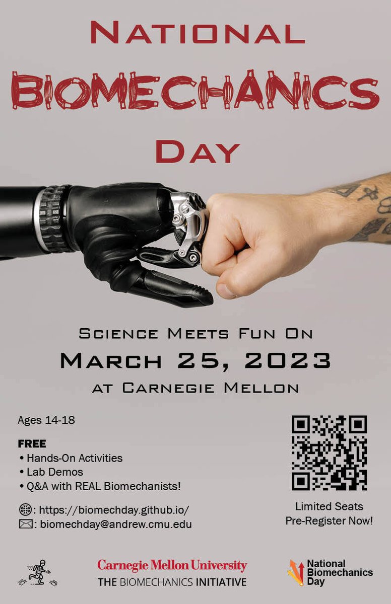 There is still time to register for our National #Biomechanics Day activities <a href="/CarnegieMellon/">Carnegie Mellon University</a>! Check out the attached flyer. <a href="/BiomechanicsDay/">National Biomechanics Day</a>