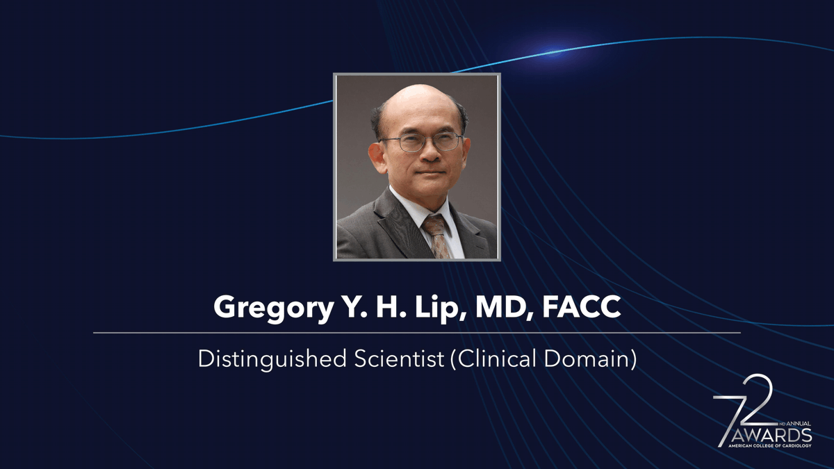 ACCinTouch's tweet photo. Distinguished Scientist (Clinical Doman) goes to Dr. Gregory Y. H. Lip for his unparalleled contributions to scientific knowledge in clinical cardiology. #ACC23 #WCCardio https://t.co/hkpGWrFrEG