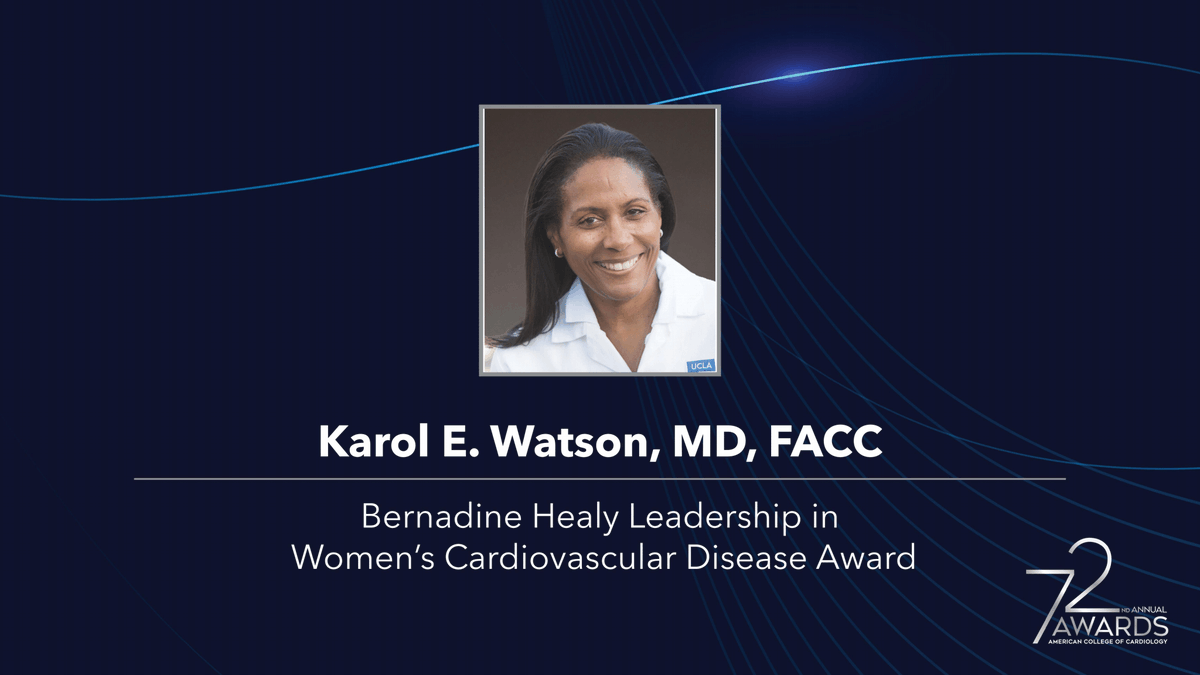 ACCinTouch's tweet photo. Congratulations to Dr. @kewatson, recipient of the Bernadine Healy Leadership in Women's CV Disease Award. Dr. Watson is a strong advocate for women in cardiology with a remarkable line of contributions to the field. #ACC23 #WCCardio #ACCWIC https://t.co/v0LqJZDtI3