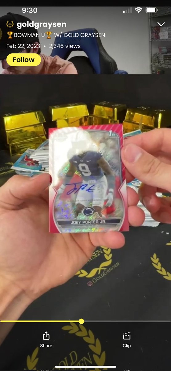 DJSchmail's tweet image. I hate complaining but, I was in a case break got Penn State my PC! Hit a Red /5 auto of Joey Porter Jr. + Singleton Ref Auto + bunch more. I received 6 base cards and one insert. When I asked they said sorry I'll give you a box. Wtf where are my cards. @CardPurchaser
