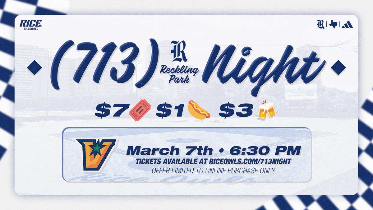 TOMORROW!! Dollar Dog Night at Reckling Park!!

🎟riceowls.com/713Night