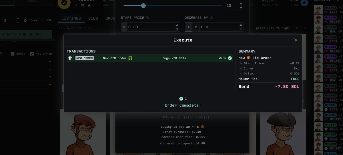 I just put a collection offer for 20 <a href="/MACKS_NFT/">MACKS</a> on <a href="/tensor_hq/">Tensor ⚡️</a>.

Sell me all your Macks at .39 then go fuck off 😤