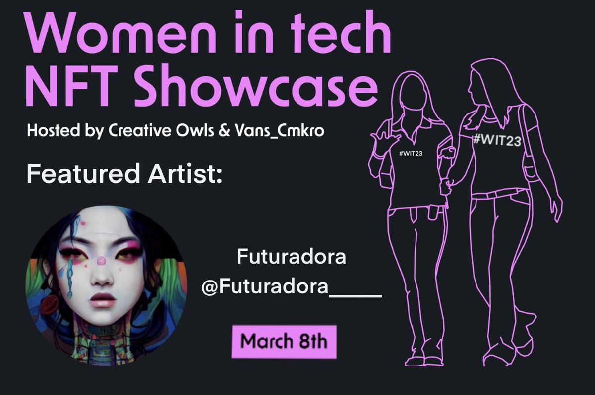 Vans_Cmkro's tweet photo. The Women in Tech 2023 Showcase is proud to highlight @Futuradora_____ , an AI artist and poet.
Her innovative work blends technology and humanity, using poetry to communicate in both analog and digital spaces.
Don't miss out on this showcase of cutting-edge talent!
#WIT23 https://t.co/cKU4GSNMXW