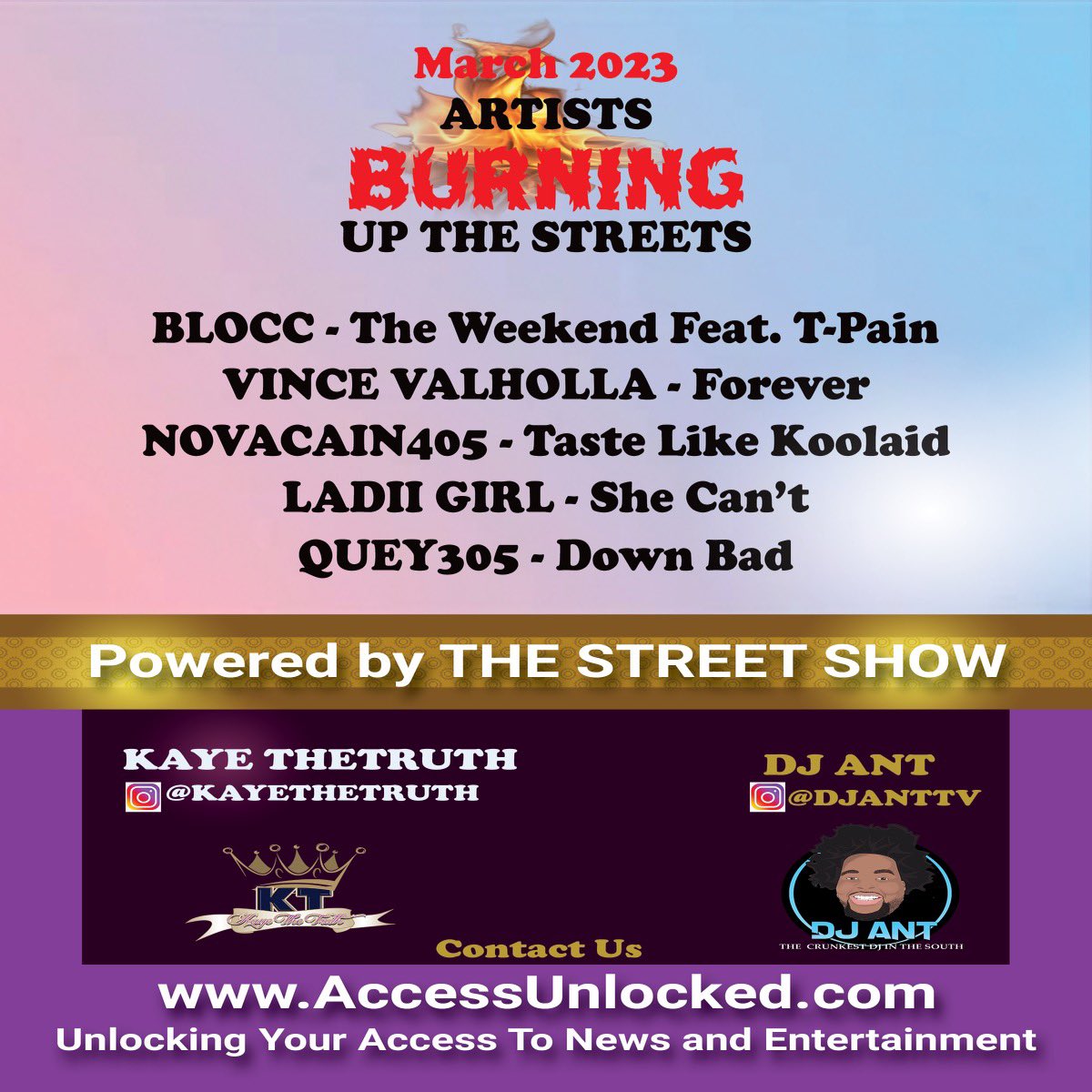 Thanks to @accessunlocked @kayethetruth & @djanttv_ for their continued support of “FOREVER” with @adnlewis (@vinceandthe) #accessunlocked #kayethetruth #djant #thestreetshow