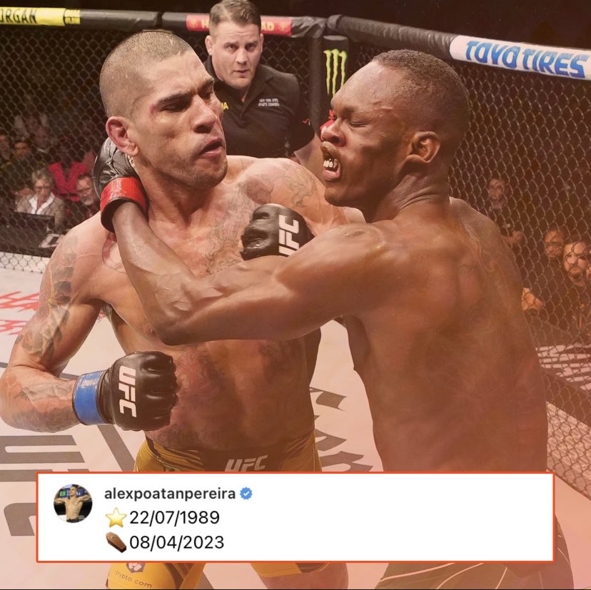 Just to add some context… that is the birth date of Israel Adesanya and the date of their fourth meeting at #UFC287 next month.😳💀