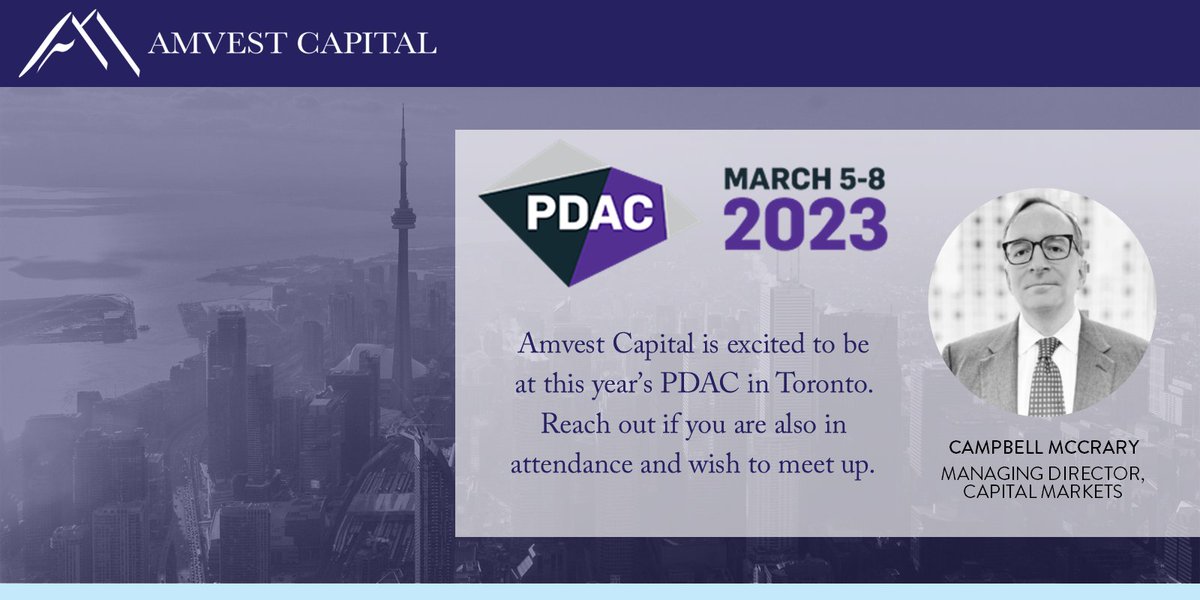 I'm excited to represent <a href="/AmvestCap/">Amvest Capital</a> at this year’s <a href="/the_PDAC/">The Official PDAC</a> in #Toronto. Reach out if you are also in attendance and wish to meet up.

#PreciousMetals #Mining #Explorers #Developers #Producers