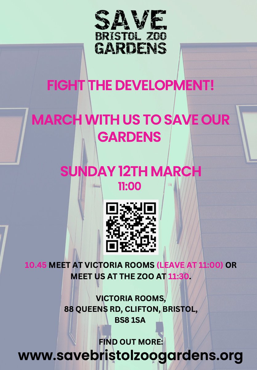 TomJonesBristol's tweet photo. ‘Save Our Zoo’ protest Sunday 12th March, 11am. Leave Victoria Rooms 11am - arrive at the Zoo, 11.30am.
Please SHARE FAR &amp; WIDE. The more people who attend, the more impact it will have.
This protest is for * everybody* who cares about this issue 😊 🦍
https://t.co/VzLFiocP0p https://t.co/rzQhyrYuWs