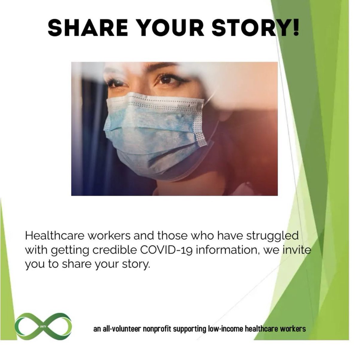 UnityBandsOrg's tweet image. Each person whose story is added enhances our understanding of the pandemic’s impact and highlights those that Unity Bands is supporting. Complete as much information as you like. We look forward to hearing YOUR story.

unitybands.org/submit

#supporthealthcareheroes
