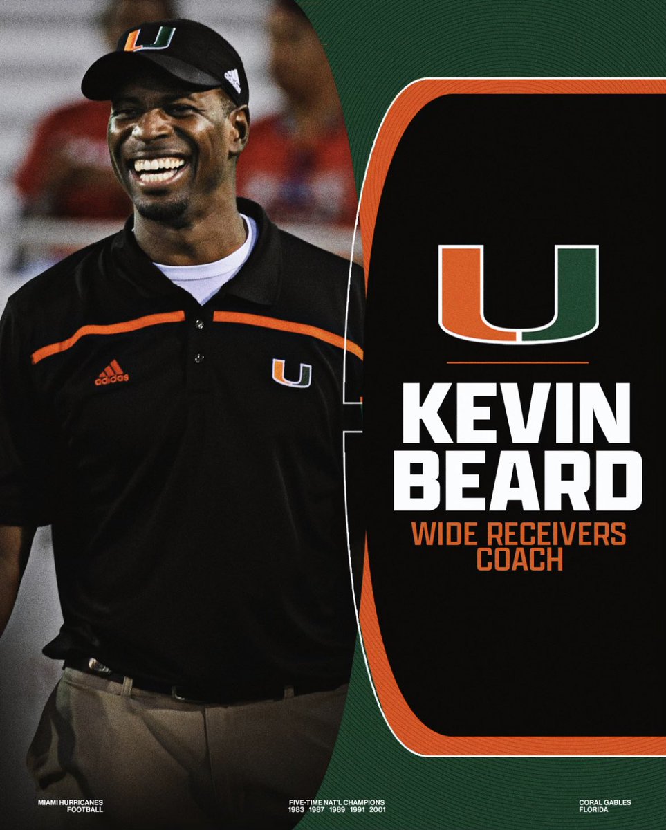 One of the most prolific wideouts in program history, an elite recruiter and a tremendous football coach is back at his alma mater.

Welcome to The U, Kevin Beard!
<a href="/Kevin_Beard9/">kevin beard</a>