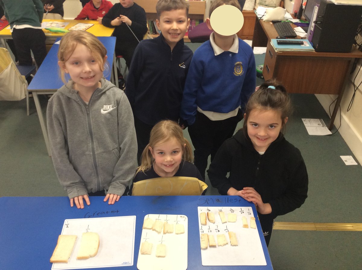 Y3Hunmanby's tweet photo. A few lightbulb moments today  with comparing and ordering fractions :-) 
 Imagine it wasn't bread. 
Imagine it was your favourite  kind of cake! 
Would you opt for  1/6 or 1/2?  Why? https://t.co/9KS41qO8HH
