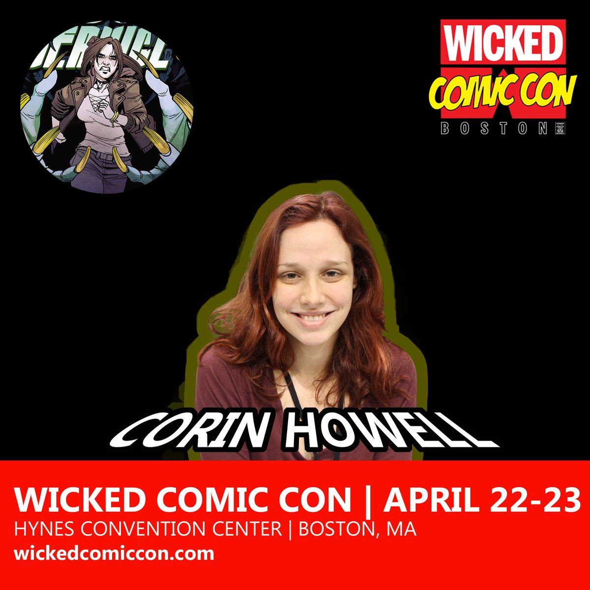 wickedcomiccon's tweet photo. Artist Corin Howell @Rin237 joins us for #WickedComicCon on April 22-23, 2023 at the Hynes Convention Center in #Boston!
Get tickets now: https://t.co/Qsa8fQURmJ
#CorinHowell #ShadowService #DarkRed #TheMightyZodiac #ComicCon #ComicArt #ComicBooks #comics #comicon https://t.co/7eATPqdqNy