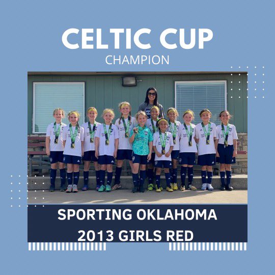 Sporting_OK's tweet photo. Congratulations to our Champion and Finalist at the Celtic Cup this last weekend! 

🥇 2013 Girls Red - Champion

🥈2010 Girls - Finalist

#OneClubOneCrest #RaiseTheBar #OneSportingWay #SportingOklahoma #WeAreSporting https://t.co/IpJBckRCDr