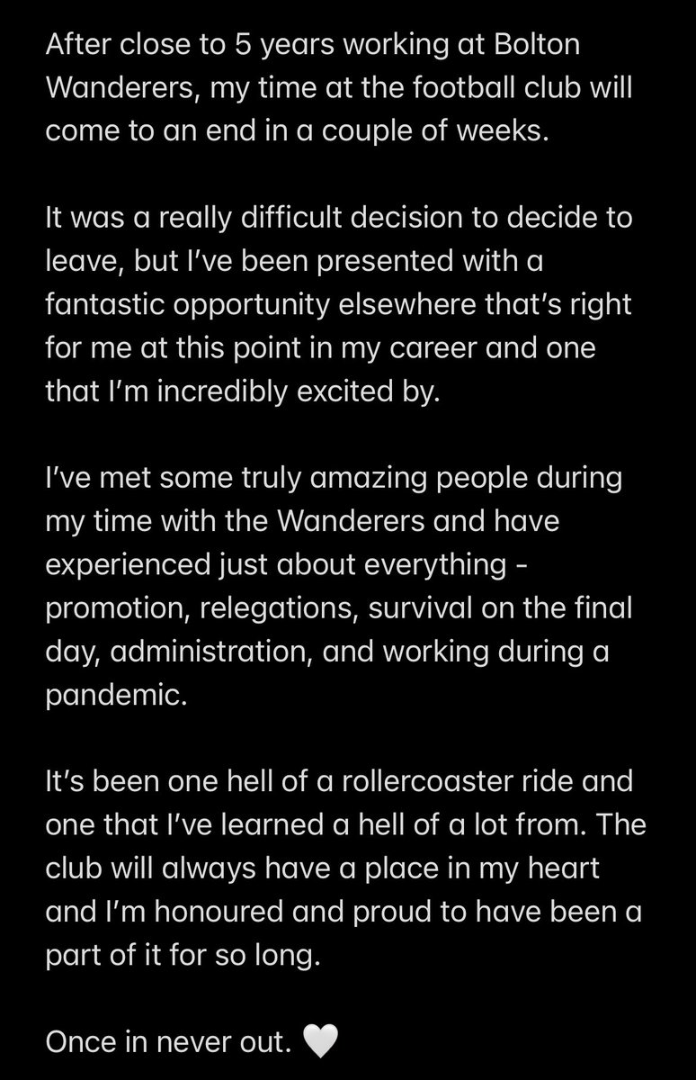 _LukeGallagher_'s tweet photo. All good things come to an end. It’s been an absolute pleasure! 🤍  #BWFC https://t.co/gRTPYMPMHE