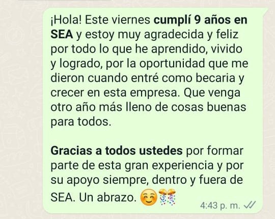 Tanit89's tweet photo. Le envié este mensaje a mis compañeros en la empresa, no es para que una misma se eche porras, es para recordarles que si has durado tanto es por algo. Normalicemos reconocer nuestro propio trabajo. 😊 https://t.co/T9yxooROUW