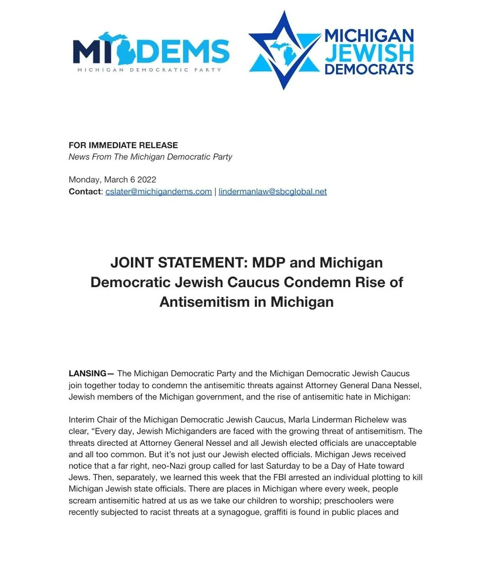 MI Jewish Dems tweet media