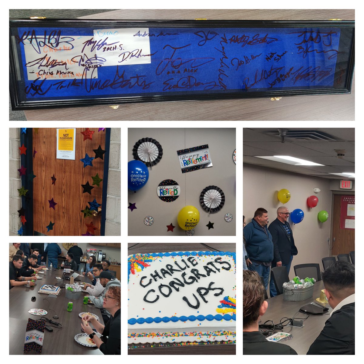 CHARLIE'S RETIREMENT PARTY 🥳🍻.  Thank you from all of us at UPS. May the next chapter be another huge success full of great memories. Congrats to you, you deserve everything ahead of you. Thank you for the leadership, success, memories &amp; laughs. You will be missed!