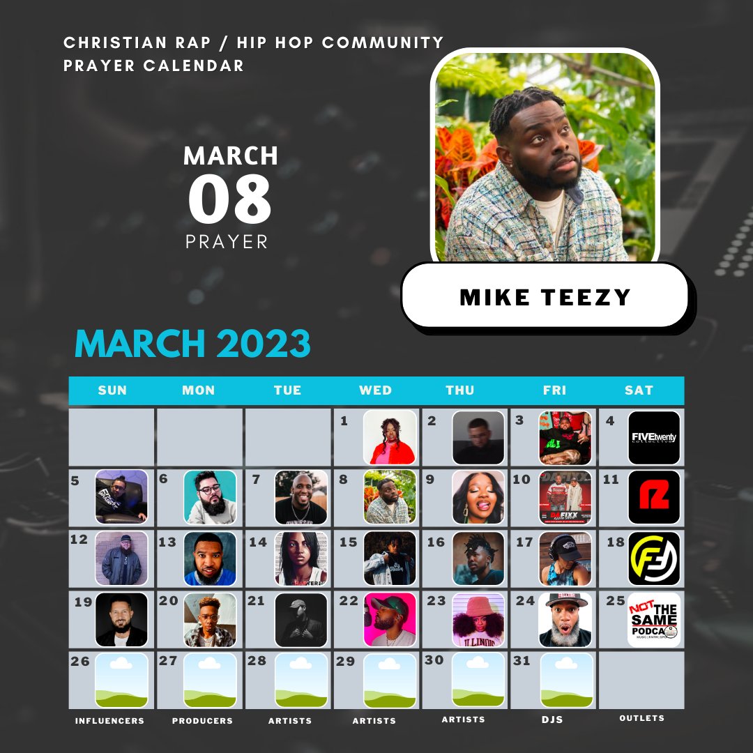 dj_b_plus's tweet photo. Today we're praying for:
@IamMikeTeezy 
 
Your hard work is so admirable. Keep Him at the center of it all. Please let everyone know how we can be praying for you &amp; your family! 

Let’s flood ‘em with our encouraging words today!
#CHHPrayerCalendar #Hebrews4n16 https://t.co/fNt9Wyp5oZ
