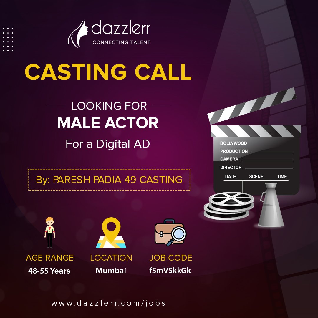 Required Mumbai-based Male Actor in cricket coach's character role for a Digital AD
.
.
.
bit.ly/3F3XtPD
.
.
.
#maleactor #actorwanted #castingcalls #castingtalent #castingdirectors #dazzlerr #dazzlerrofficial #mumbaiactor #mumbaiactors #mumbaiartist