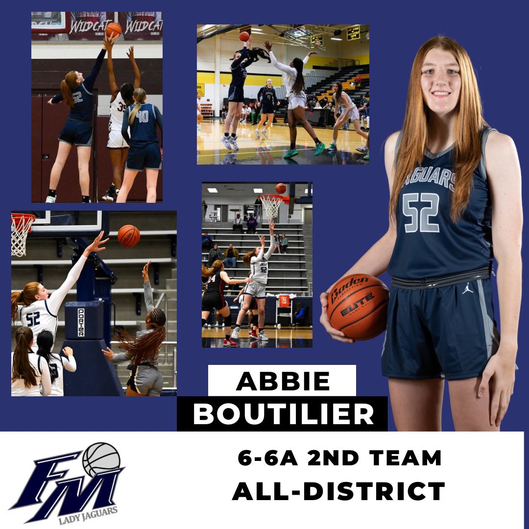 fmhsladyjags's tweet photo. Congratulations to senior @abbiebout2023 for being named 6-6A 2nd Team All-District!

Abbie’s field goal percentage of 56.9% was best on the team this season. https://t.co/QKYAXsp5uL