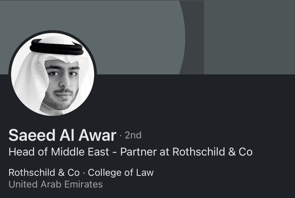 NAlShaikh's tweet photo. مبروك للأخ الفاضل سعيد العور وصوله لأن يصبح أول شريك عربي في المؤسسة المالية المرموقة روتشيلد وشركاه، إنجاز جديد للكفاءات الإماراتية المميزة

Congrats to @alawar85 on becoming the 1st Arab partner in the prestigious Rothschild &amp; Co. Another achievement for outstanding Emiratis https://t.co/n5cjePXFEK